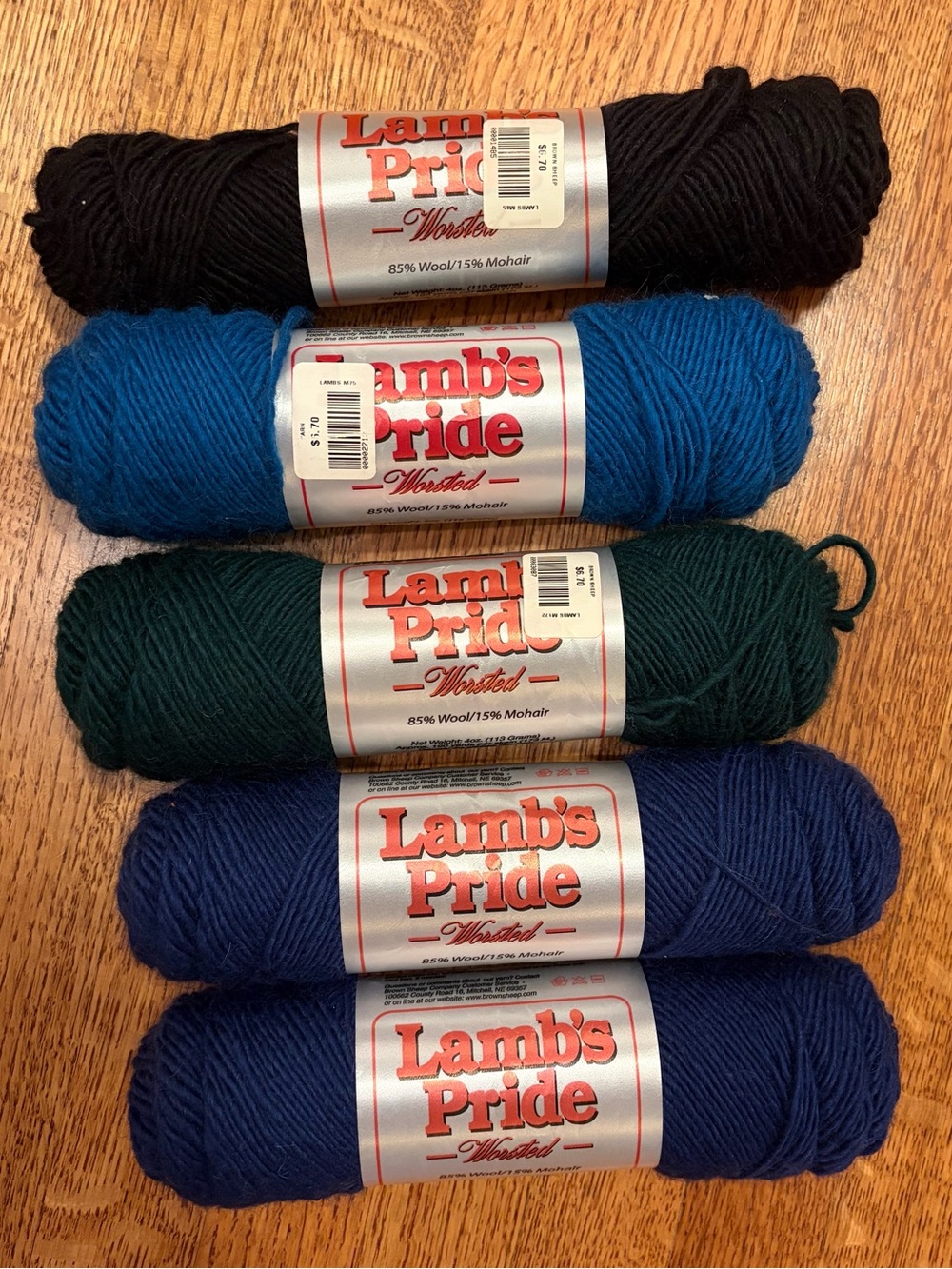 4.5 Skeins Brown Sheep Lamb’s Pride Worsted Yarn Wool Mohair Onyx Pine Blue